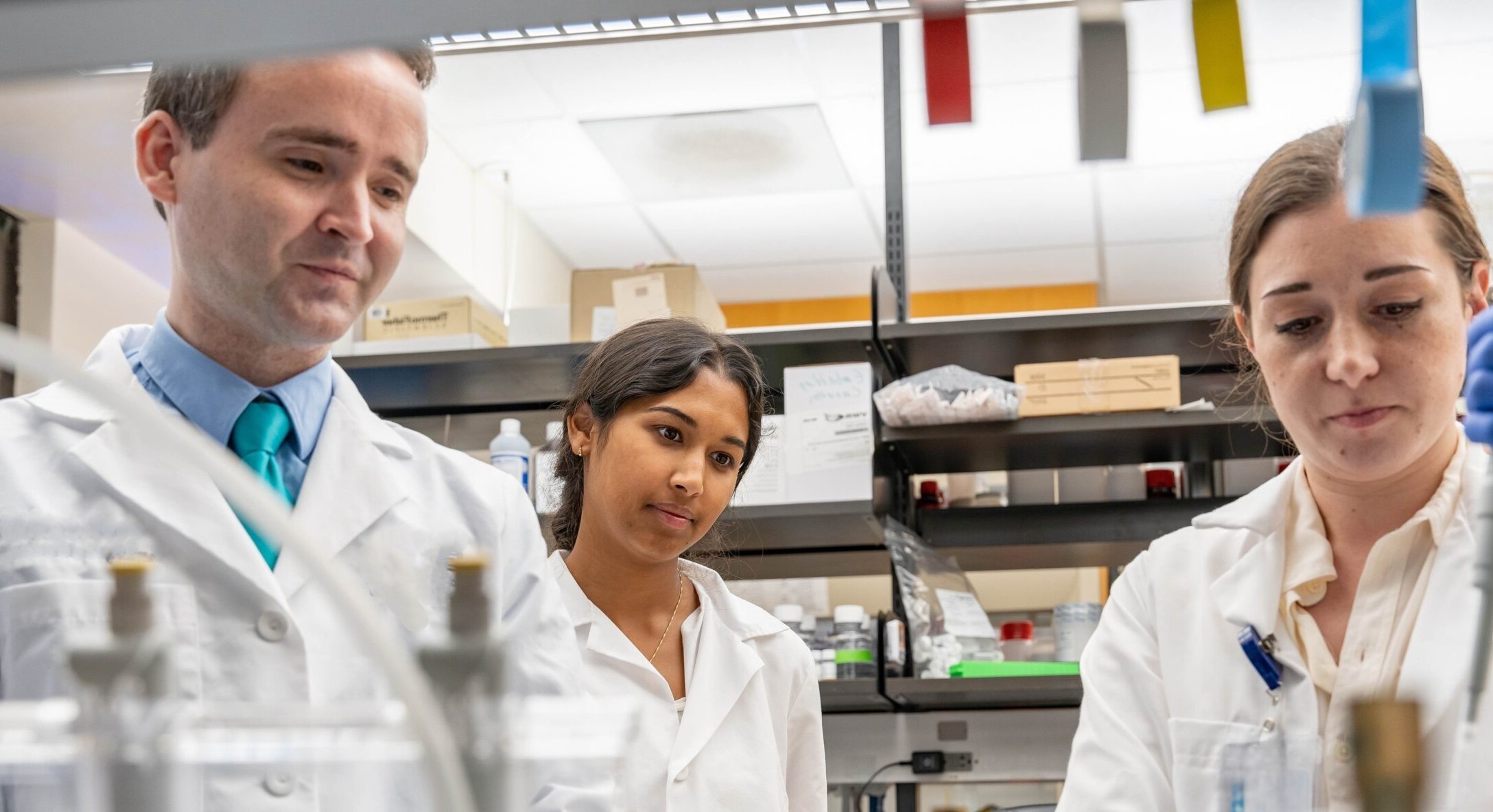 MUSC Hollings Cancer Center researcher Joe Delaney, Ph.D., with trainees.